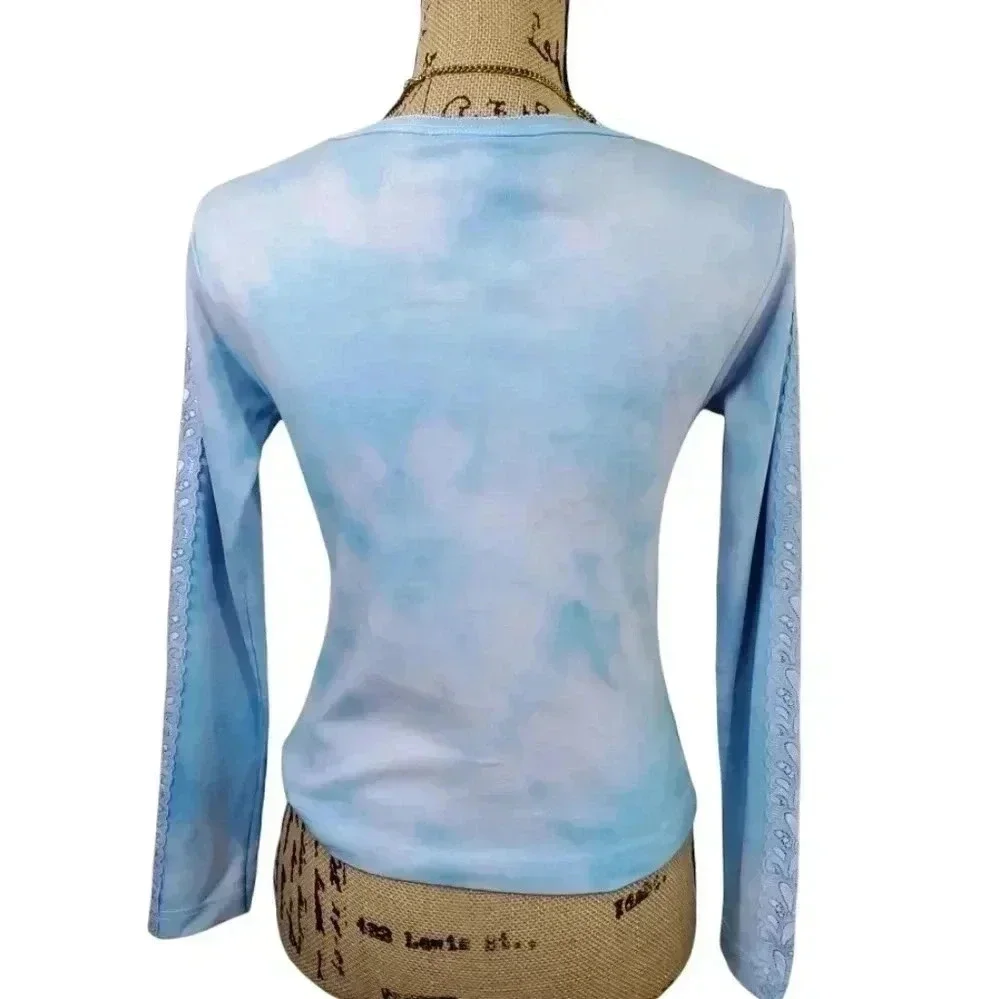 HARLEY Davidson long sleeve lace panel tie dye tee. Size small